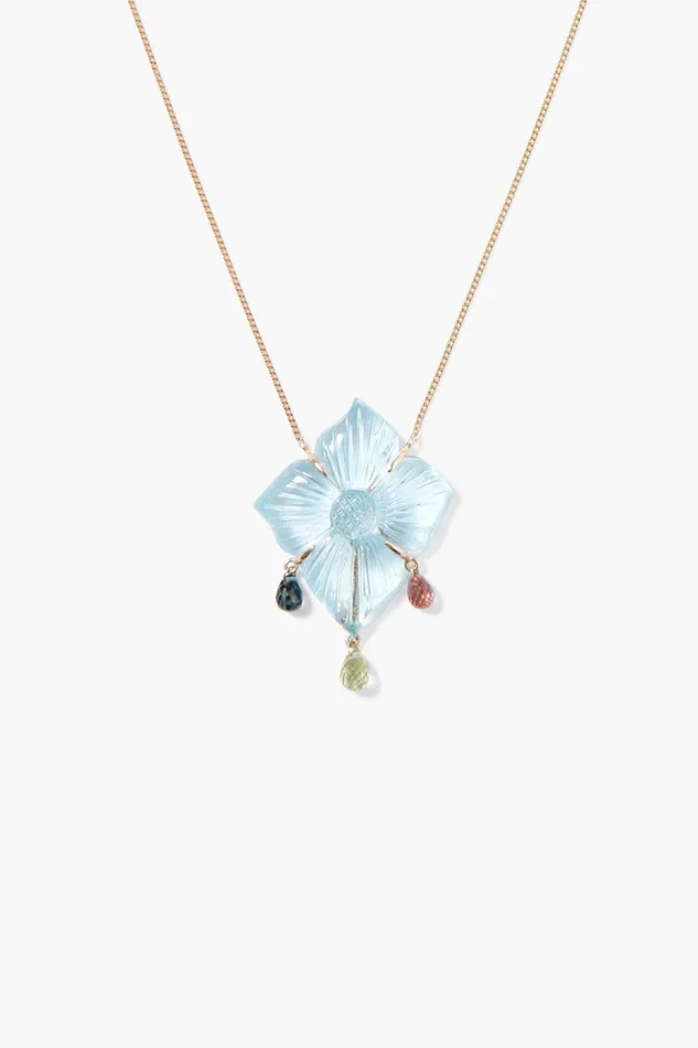 14k Gardenia Chandelier Necklace Blue Topaz Women Chan Luu 14k Fine