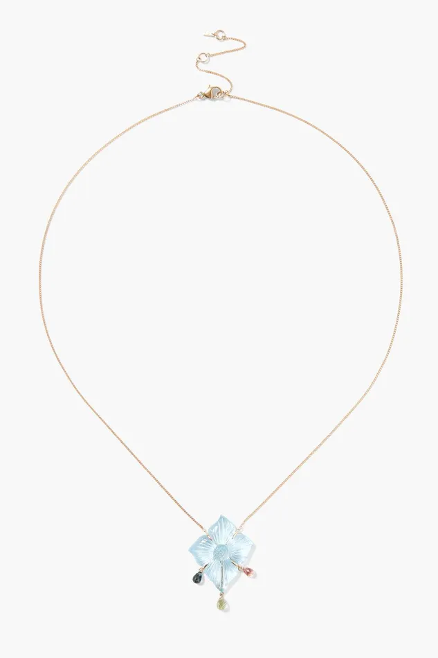 14k Gardenia Chandelier Necklace Blue Topaz Women Chan Luu 14k Fine
