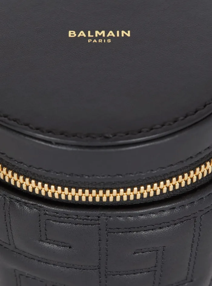 1945 Quilted Leather Minaudiegravere Bag Black WomenMen Balmain Small Leather Goods