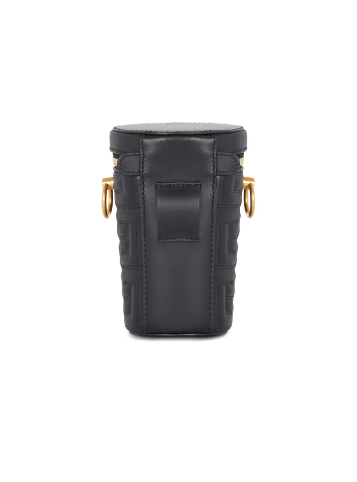 1945 Quilted Leather Minaudiegravere Bag Black WomenMen Balmain Small Leather Goods