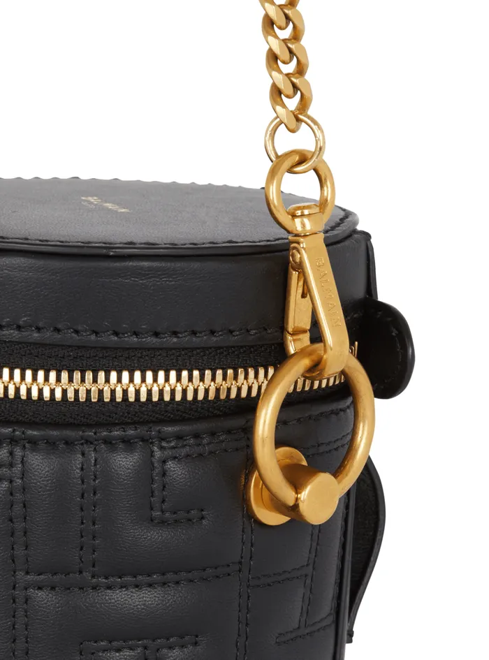 1945 Quilted Leather Minaudiegravere Bag Black WomenMen Balmain Small Leather Goods
