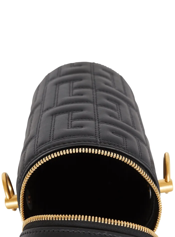 1945 Quilted Leather Minaudiegravere Bag Black WomenMen Balmain Small Leather Goods
