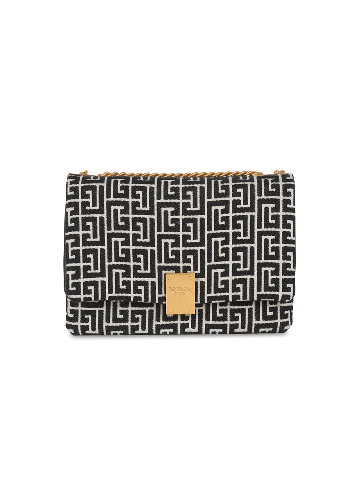 1945 Soft Bag With Jacquard Monogram Black Women Balmain Crossbody Bags