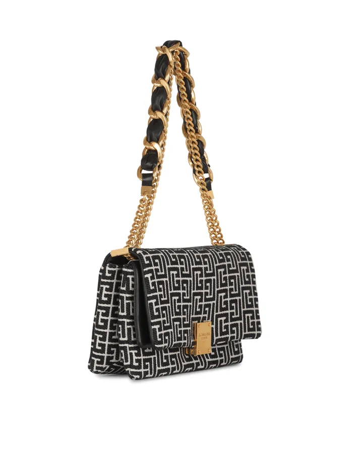 1945 Soft Bag With Jacquard Monogram Black Women Balmain Crossbody Bags