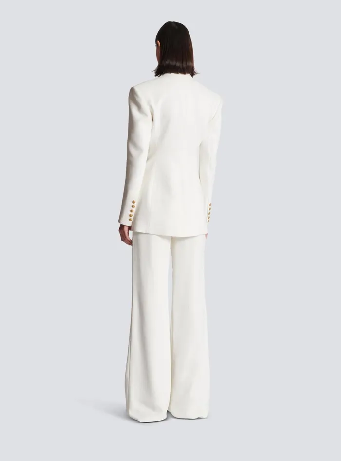 2button Crepe Jacket White Women Balmain Jackets And Blazers