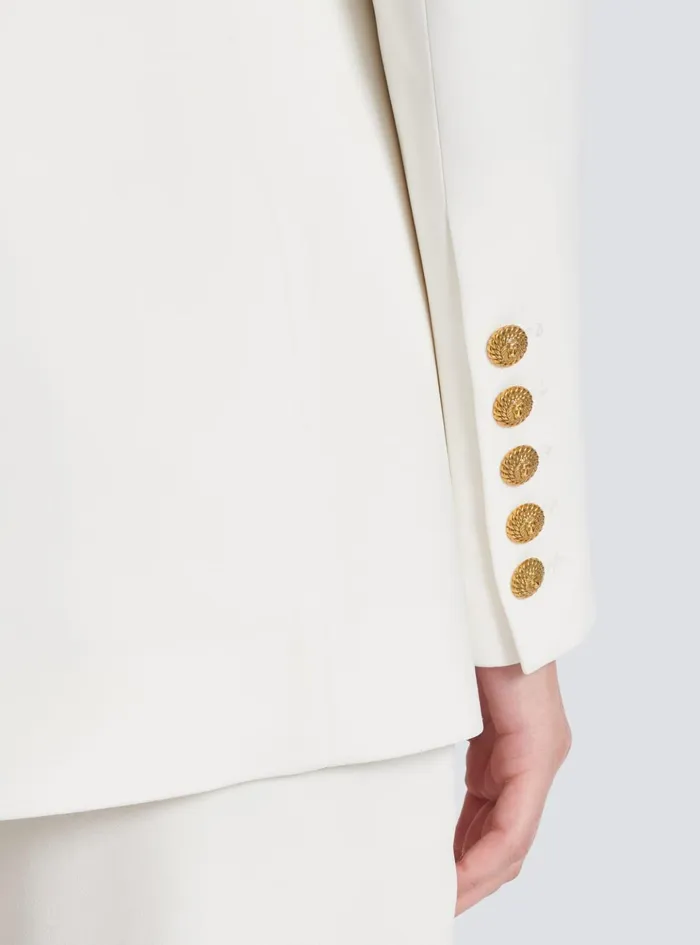 2button Crepe Jacket White Women Balmain Jackets And Blazers