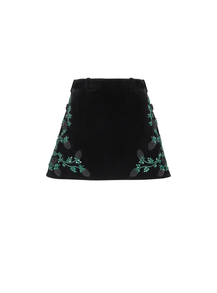 Aline Skirt In Blackberryembroidered Velvet Black Women Balmain Skirts