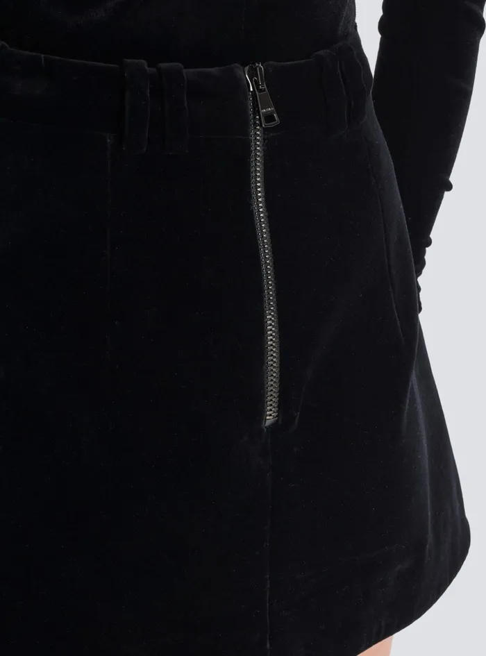 Aline Skirt In Blackberryembroidered Velvet Black Women Balmain Skirts