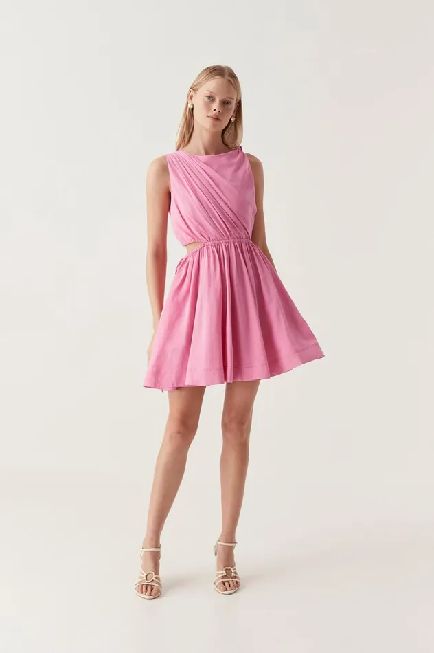 Abbey Twisted Mini Dress Cerise Pink Women Aje Pink Dresses