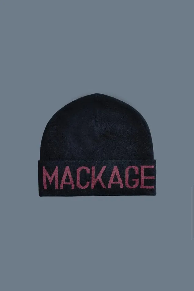 Accessories Kids Mackage KIKO Knit Merino Blend Logo Hat For Kids Black