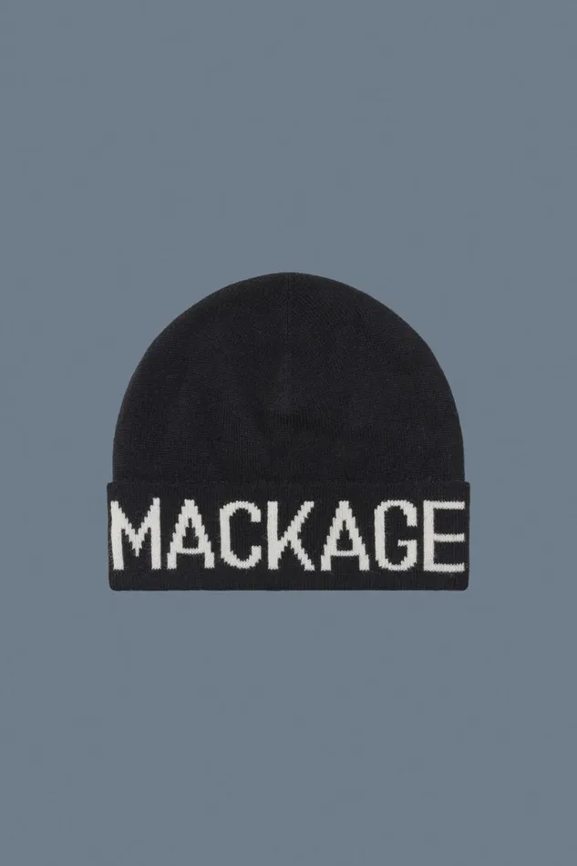 Accessories Kids Mackage KIKO Knit Merino Blend Logo Hat For Kids Black Accessories Kids Mackage KIKO Knit Merino Blend Logo Hat For Kids Black