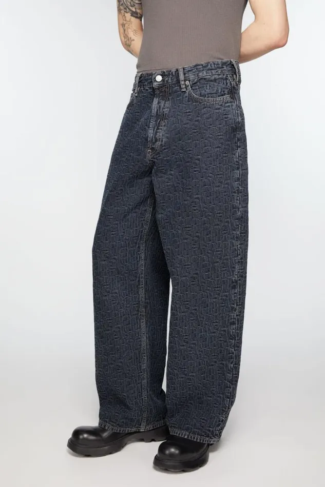 Acne Studios Baggy Fit Jeans 8211 1981M Monogram Blueblack Men Jeans