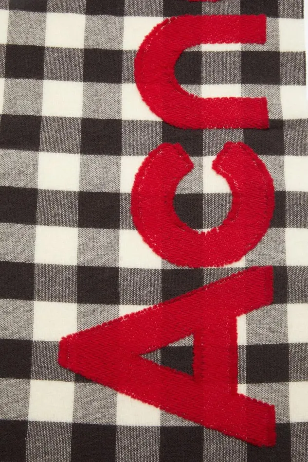 Acne Studios Check Logo Scarf Carbon Greyred Men Scarves Acne Studios Check Logo Scarf Carbon Greyred Men Scarves