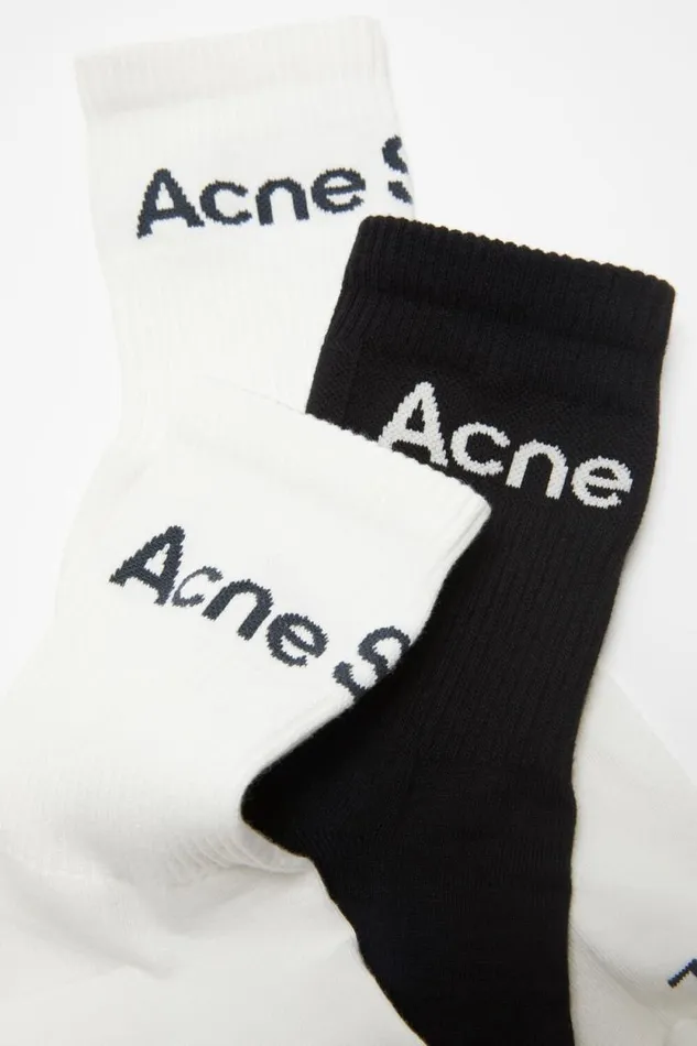 Acne Studios Cotton Logo Socks 8211 3 Pack Whitewhiteblack Men Socks Acne Studios Cotton Logo Socks 8211 3 Pack Whitewhiteblack Men Socks