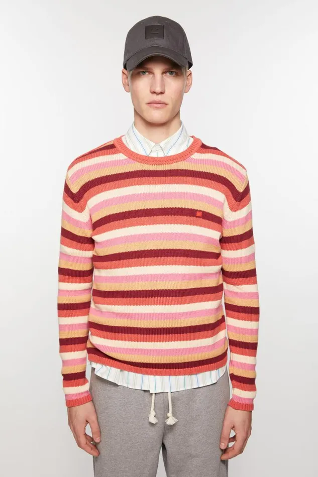Acne Studios Crew Neck Sweater Rusty Orangemulti Women Knitwear