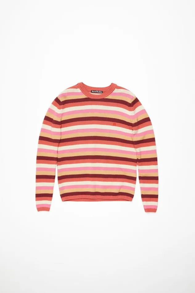 Acne Studios Crew Neck Sweater Rusty Orangemulti Women Knitwear