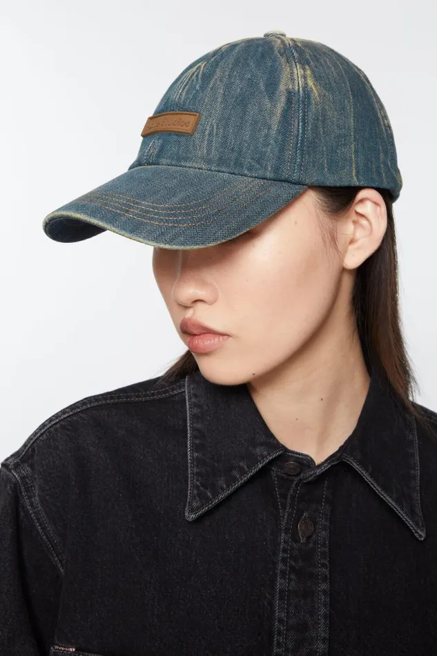 Acne Studios Denim Logo Cap Dark Blue Men Hats