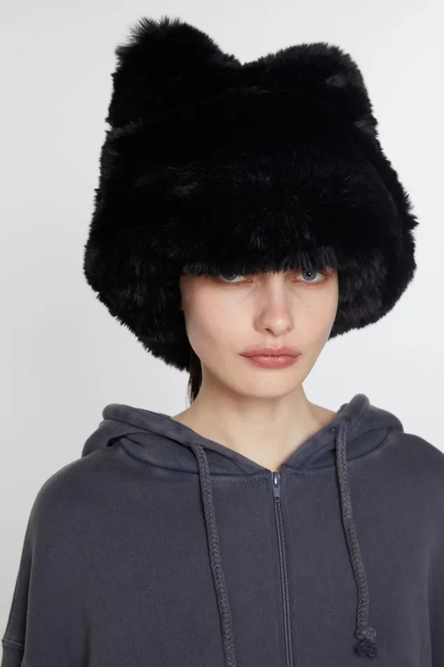 Acne Studios Fluffy Bow Hat Black Women Hats