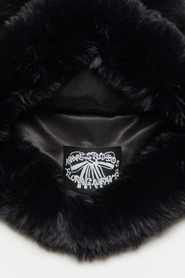 Acne Studios Fluffy Bow Hat Black Women Hats