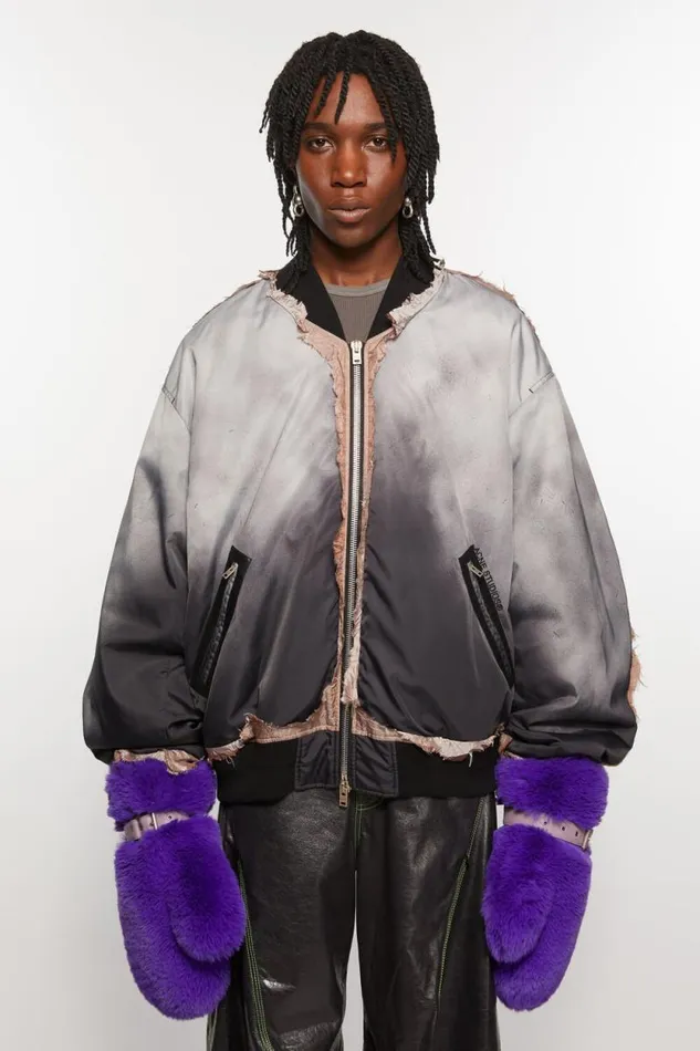 Acne Studios Fluffy Buckle Mittens Purple Men Other Accessories