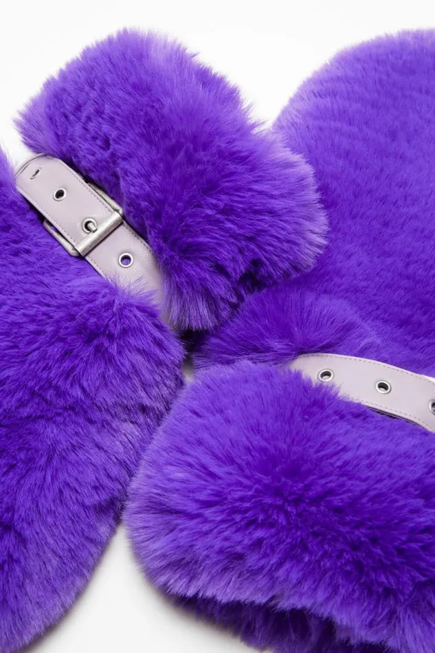 Acne Studios Fluffy Buckle Mittens Purple Men Other Accessories