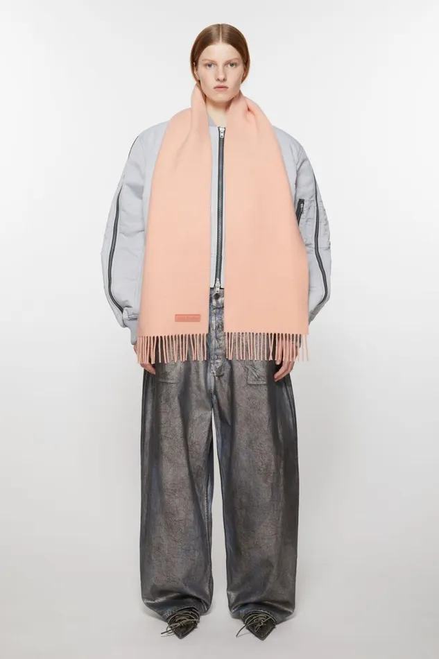 Acne Studios Fringe Wool Scarf 8211 Narrow Peach Pink Women Scarves Acne Studios Fringe Wool Scarf 8211 Narrow Peach Pink Women Scarves