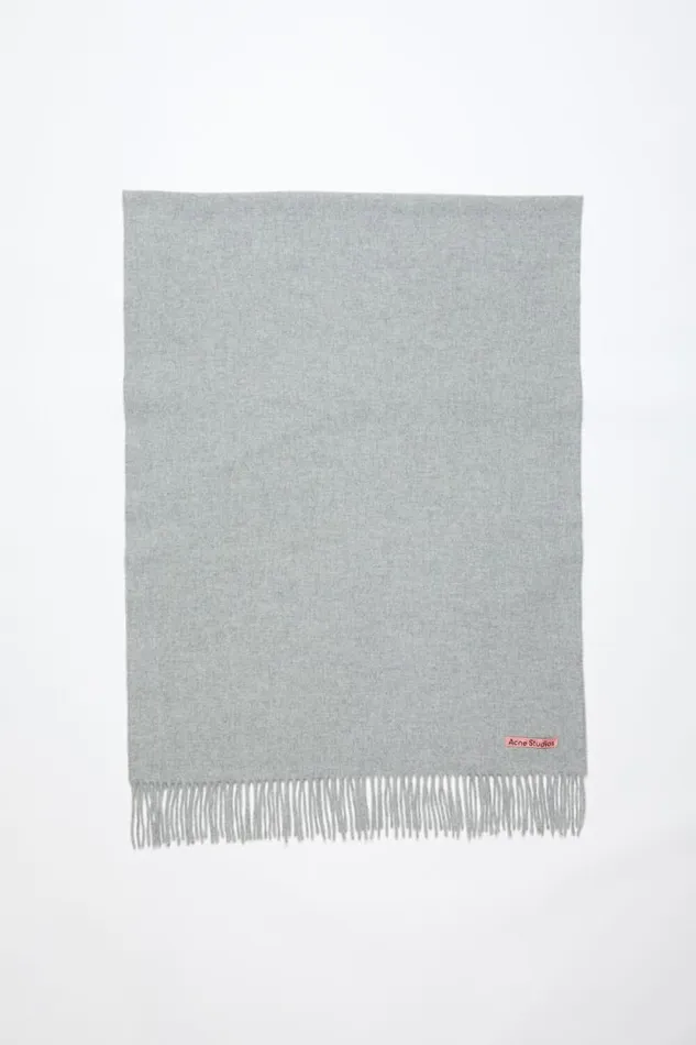 Acne Studios Fringe Wool Scarf 8211 Oversized Light Grey Melange Women Scarves