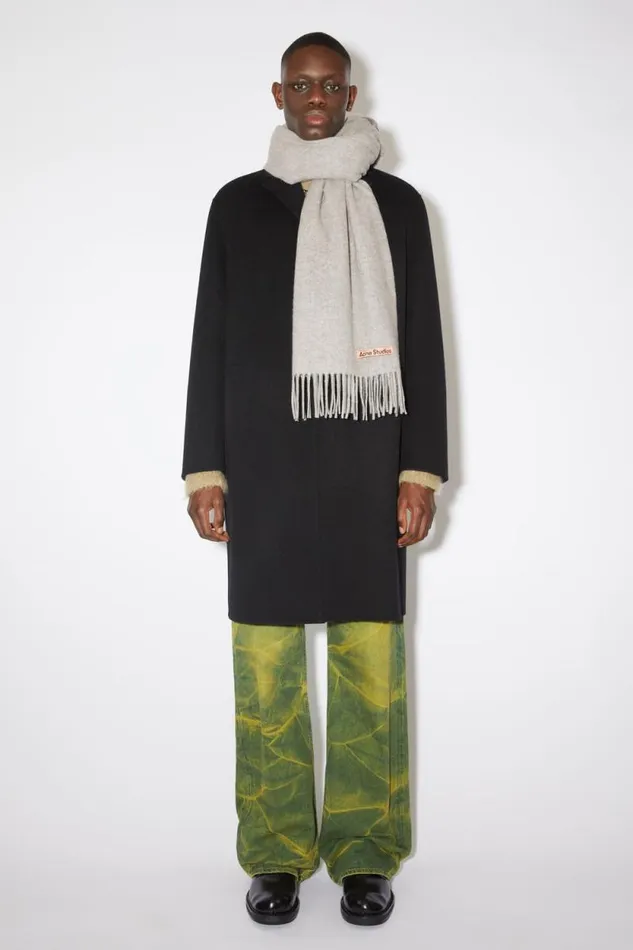 Acne Studios Fringe Wool Scarf 8211 Oversized Light Grey Melange Women Scarves