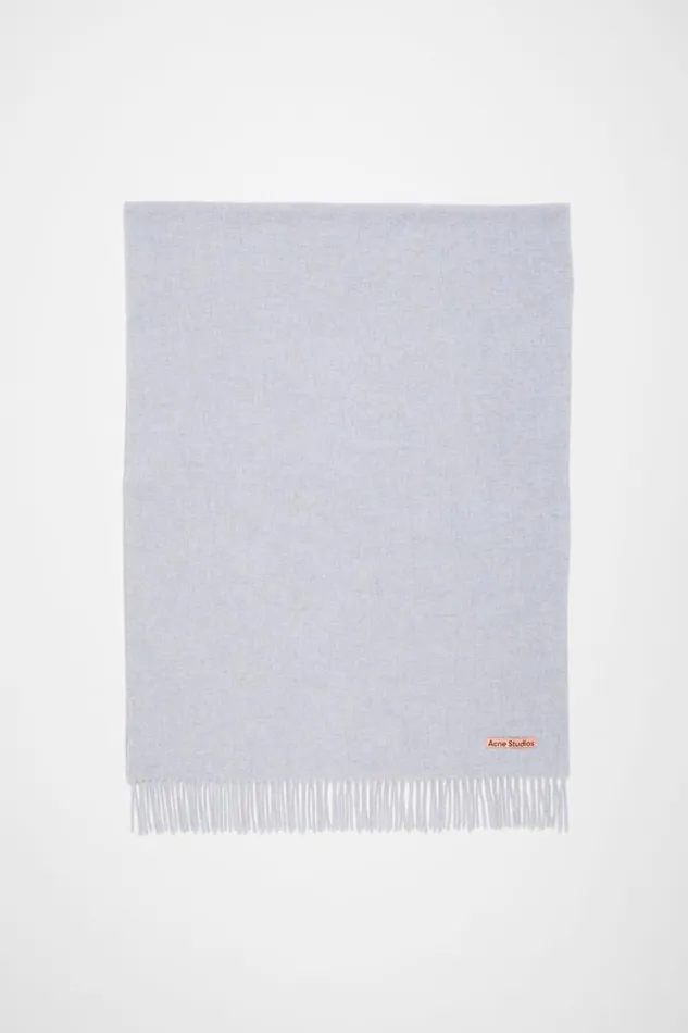 Acne Studios Fringe Wool Scarf 8211 Oversized Powder Blue Mlange Women Scarves