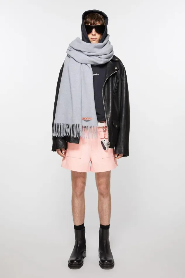 Acne Studios Fringe Wool Scarf 8211 Oversized Powder Blue Mlange Women Scarves Acne Studios Fringe Wool Scarf 8211 Oversized Powder Blue Mlange Women Scarves