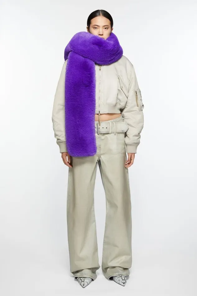 Acne Studios Furry Scarf Purple Women Scarves Acne Studios Furry Scarf Purple Women Scarves