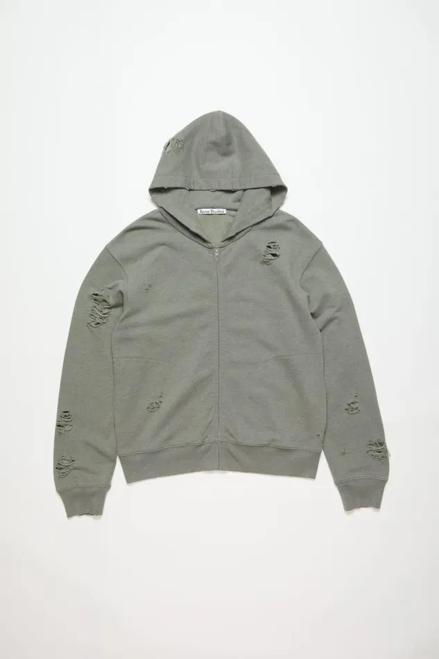 Acne Studios Hooded Zipper Sweater Moss Green Women Sweatshirts Acne Studios Hooded Zipper Sweater Moss Green Women Sweatshirts
