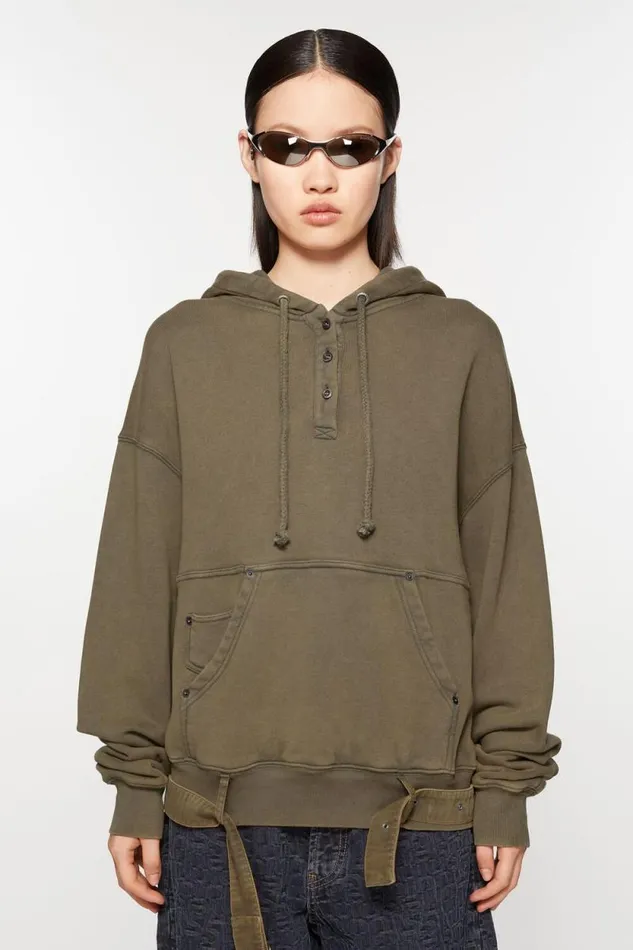 Acne Studios Hoodie Blurred Logo Mud Brown Women Sweatshirts