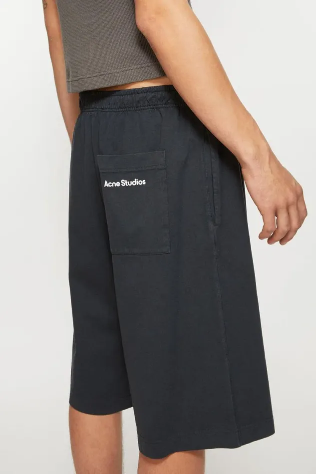 Acne Studios Jersey Shorts Logo Stamp Black Men Shorts