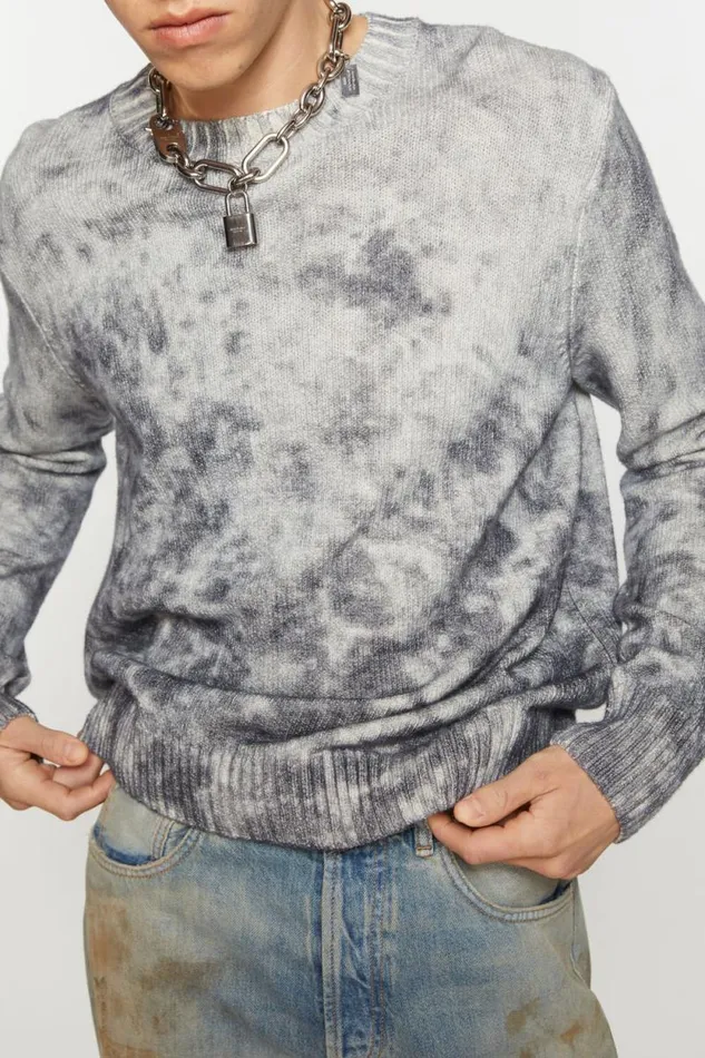 Acne Studios Jumper Acid Print Blackwhite Men Knitwear Acne Studios Jumper Acid Print Blackwhite Men Knitwear