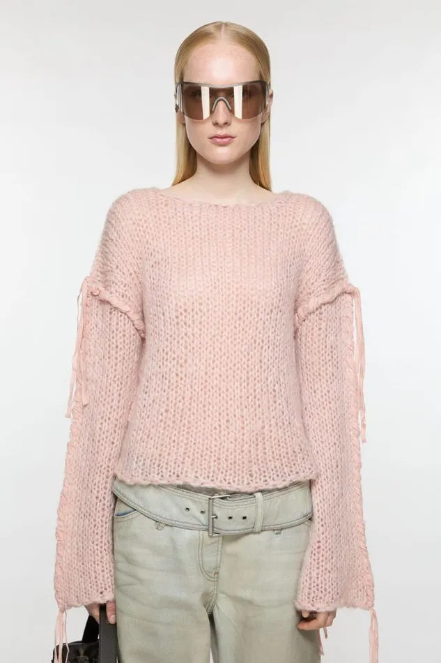 Acne Studios Lacing Knit Jumper Light Pink Women Knitwear