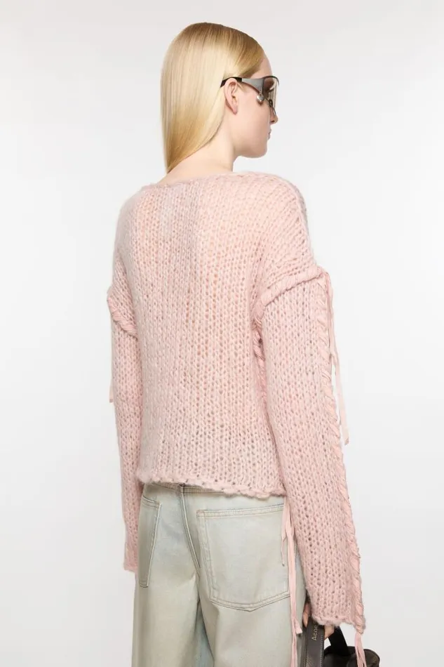 Acne Studios Lacing Knit Jumper Light Pink Women Knitwear Acne Studios Lacing Knit Jumper Light Pink Women Knitwear