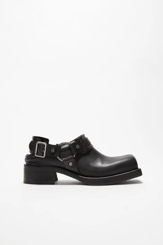 Acne Studios Leather Buckle Mule Black Women Shoes