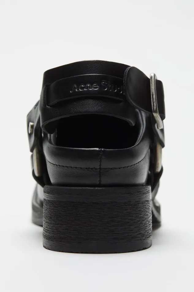 Acne Studios Leather Buckle Mule Black Women Shoes Acne Studios Leather Buckle Mule Black Women Shoes