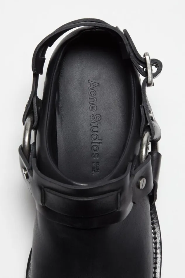 Acne Studios Leather Buckle Mule Black Women Shoes Acne Studios Leather Buckle Mule Black Women Shoes