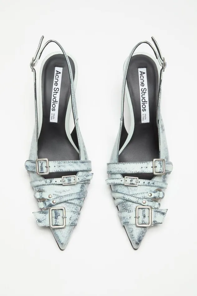 Acne Studios Leather Heel Slingbacks Whiteblack Women Shoes Acne Studios Leather Heel Slingbacks Whiteblack Women Shoes