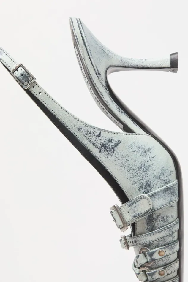 Acne Studios Leather Heel Slingbacks Whiteblack Women Shoes Acne Studios Leather Heel Slingbacks Whiteblack Women Shoes