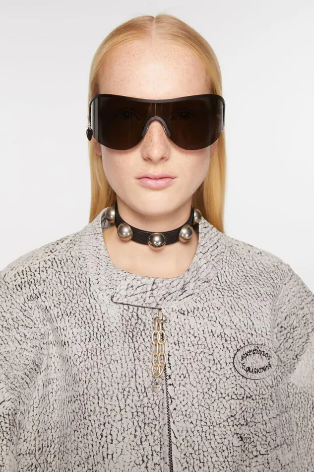Acne Studios Leather Stud Necklace Black Men Jewellery