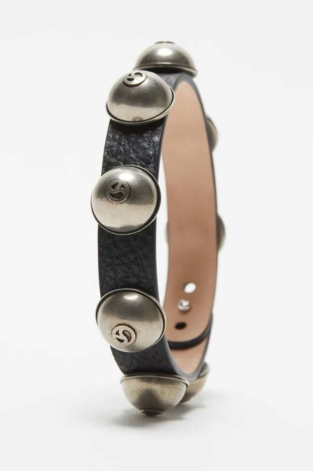 Acne Studios Leather Stud Necklace Black Men Jewellery