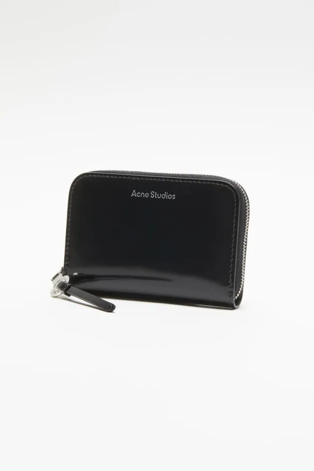 Acne Studios Leather Zip Wallet Black Women Small Leather Goods