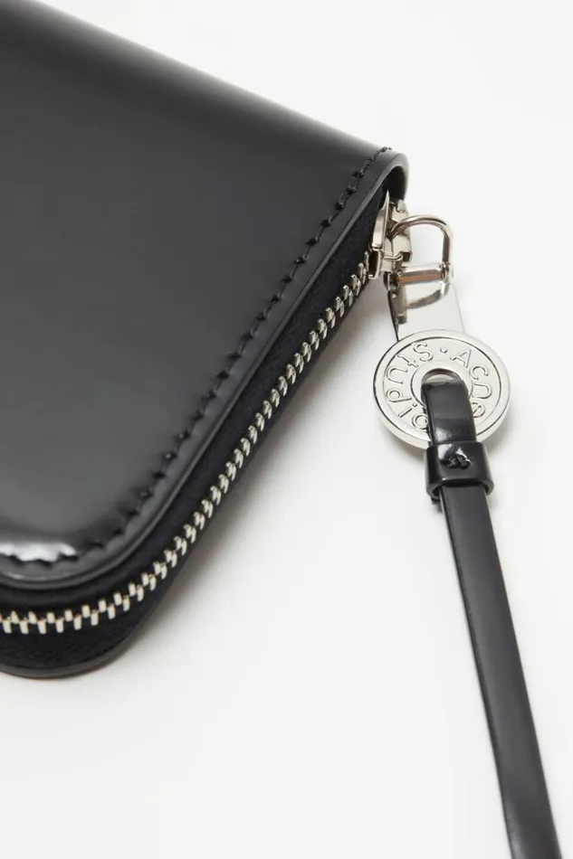Acne Studios Leather Zip Wallet Black Women Small Leather Goods