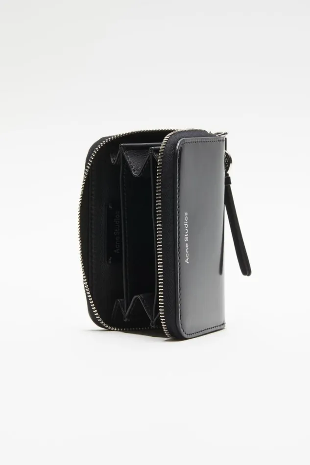 Acne Studios Leather Zip Wallet Black Women Small Leather Goods