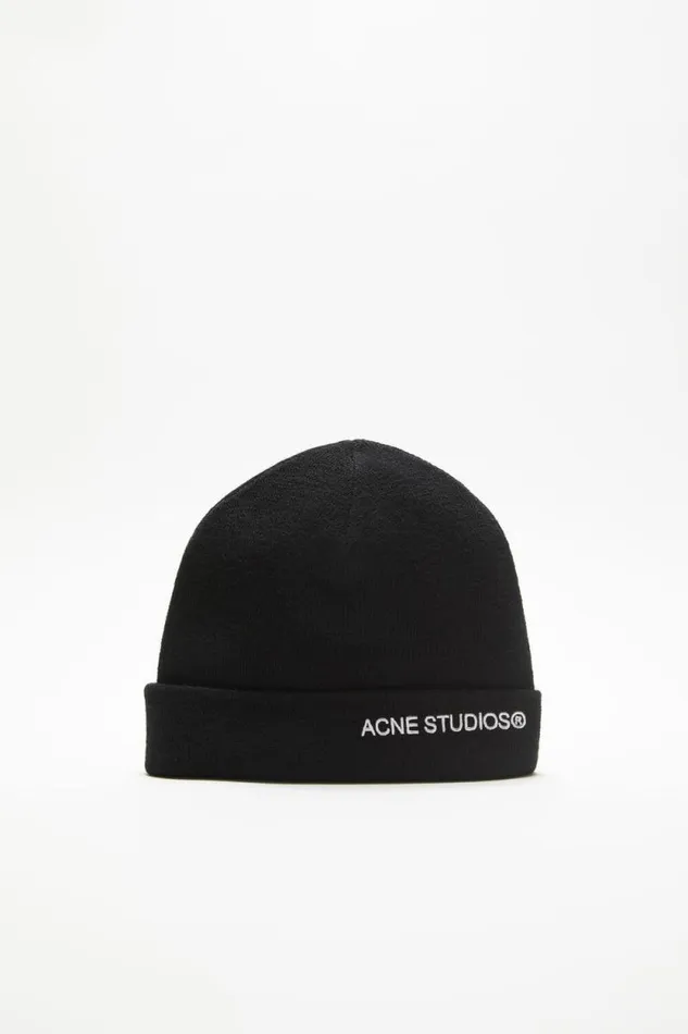 Acne Studios Logo Beanie Black Women Hats