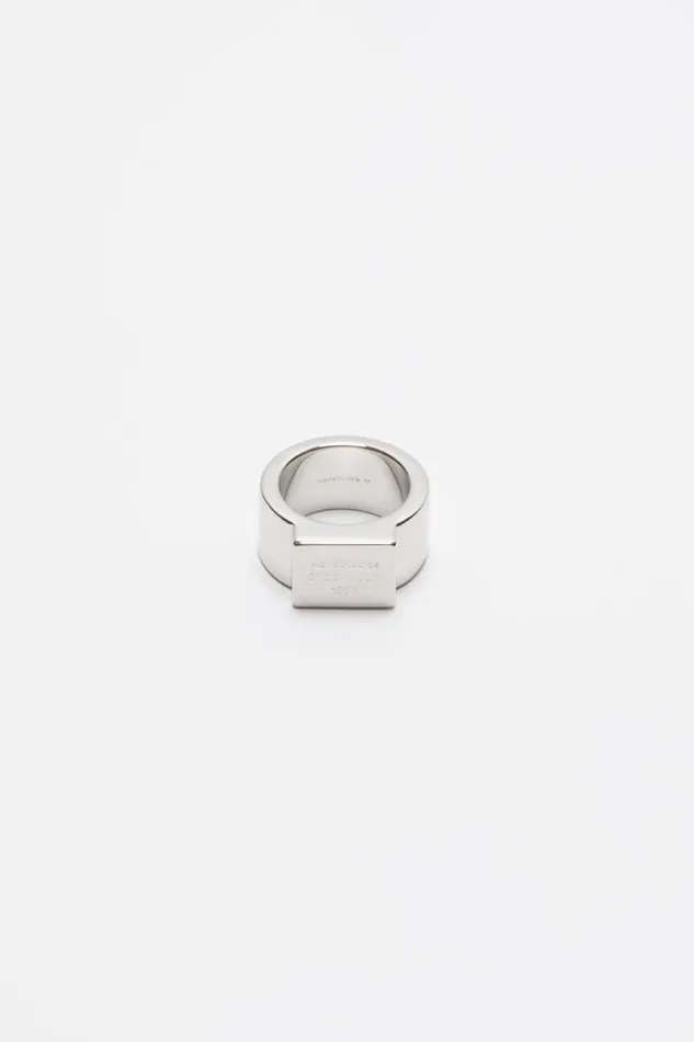 Acne Studios Logo Engraved Signet Ring Silver Men Jewellery