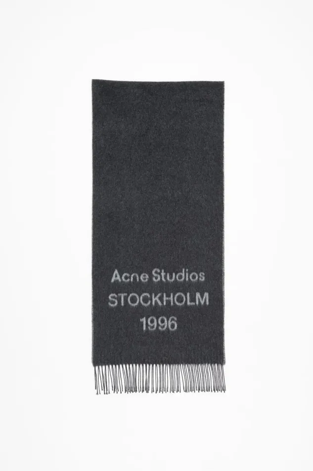 Acne Studios Logo Jacquard Scarf Blackwhite Women Scarves